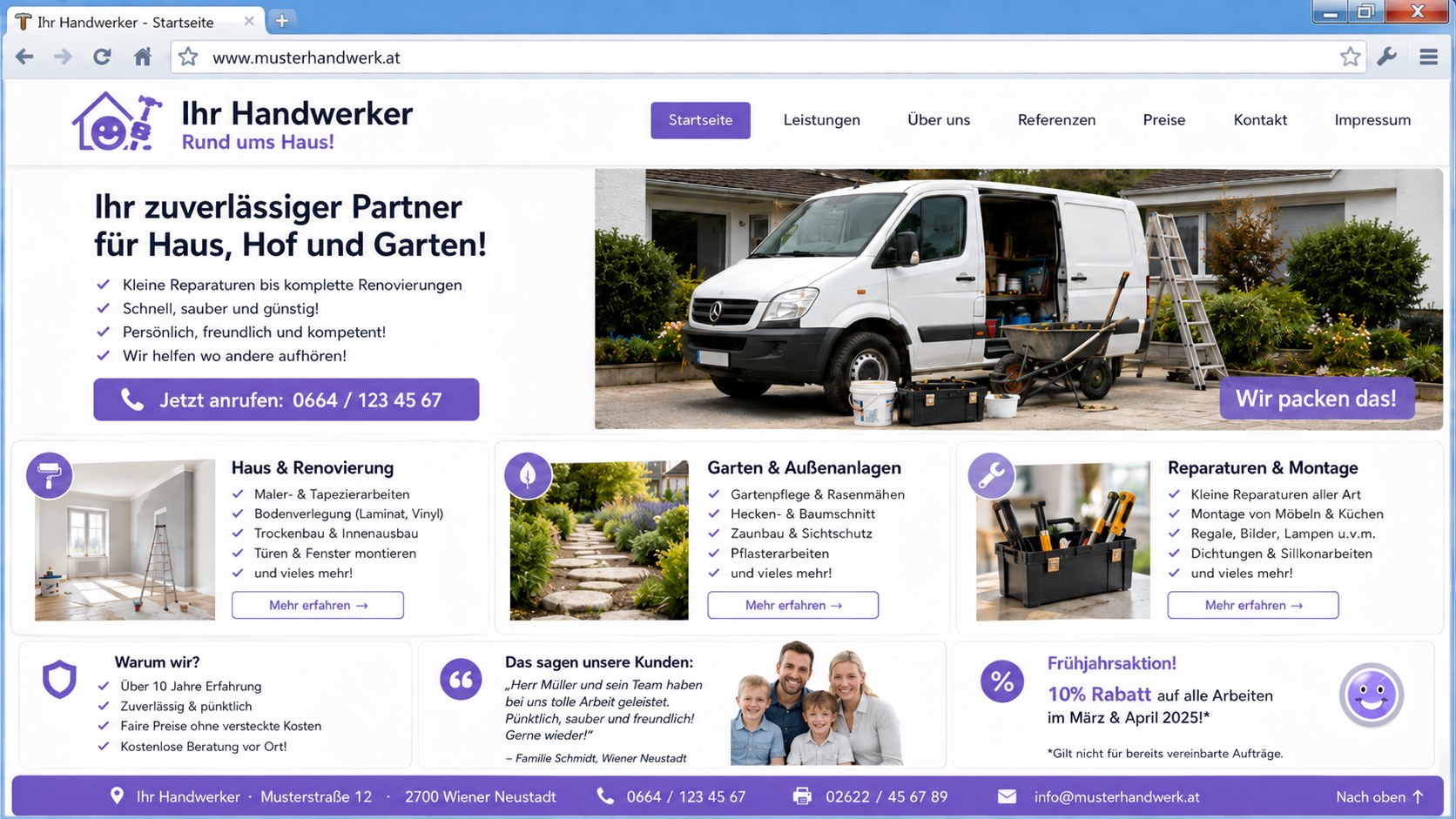 Modernes Redesign der Beispielseite